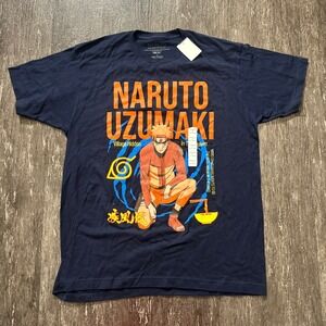Naruto Uzumaki Anime Graphic T Shirt Mens Large Navy Blue Crew Neck Short Sleeve
